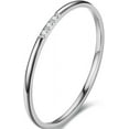 thumbnail image 3 of 1mm Stainless Steel Thin Stackable Three Stones Eternity Wedding Band Ring, 3 of 5