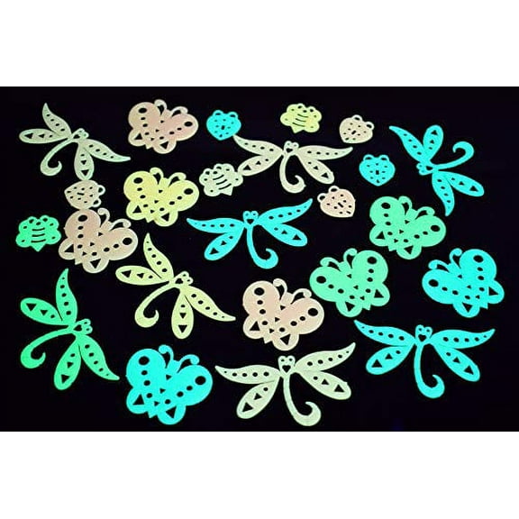 Directglow 24 Piece Glow In The Dark Multicolor Butterflies & Bugs