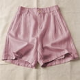 thumbnail image 2 of Sexlip Women 5-inch Shorts Waffle Knit Fabric Elastic Waistband For Comfort High Waisted Slimming Design Cotton Linen Blend Pink XXL, 2 of 5