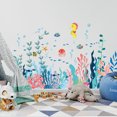 thumbnail image 3 of 2 pegatinas de pared de algas 3D, pegatinas de caballito de mar subacuático, vinilo extraíble, hierba oceánica, medusas, peces, pegatina de pared para dormitorio y baño, 3 of 4