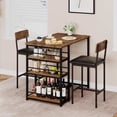thumbnail image 2 of Eastvita Rustic Brown 3-Piece Counter-Height Bar Kitchen Table Set. Features 3 Storage Shelves/Suitable for Small Spaces/Apartments. Includes Dining Table/2 Upholstered Bar-Heigh..., 2 of 4