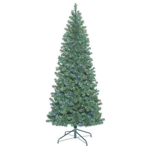Oregon Slim Wide Angle Christmas Tree with Multi-Colored LED Lights, 5.5 ft. x 31 in.