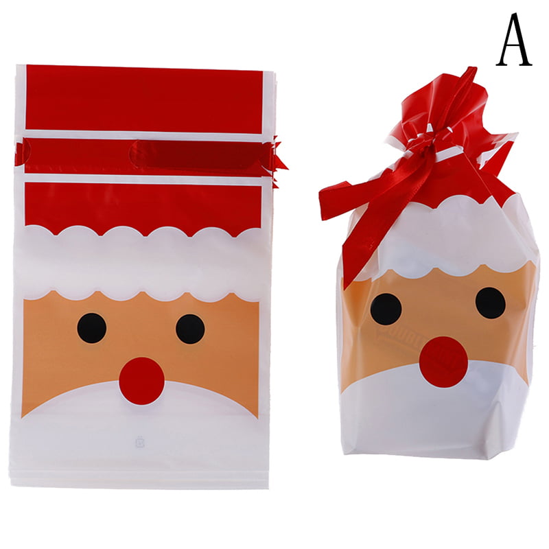 10pcs Plastic Candy Bags Christmas Elk Candy Sweet Treat Bags Xmas Biscuit  ZBBJ 
