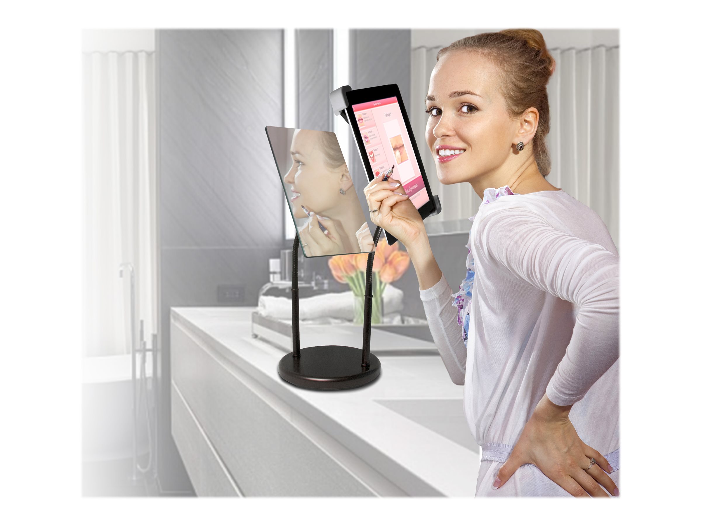 CTA Universal Gooseneck Tabletop Stand with Mirror - Stand - for tablet - steel - bronze - screen size: 7"-12" - image 3 of 4