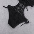 thumbnail image 3 of Women Hollow Out Strappy Bandage One Piece Bikini Swimsuit - Backless Halter Crochet Bathing Suit, 3 of 9