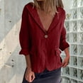 thumbnail image 2 of Eryao Cotton Linen Blazer Womens Long Sleeve Loose Casual Blazer Jackets Lightweight Open Front Business Suit Cardigans,Wine,XXL, 2 of 7