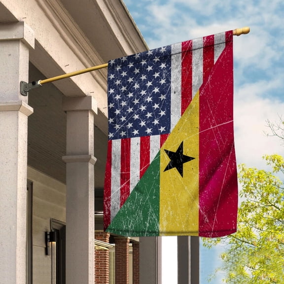 American Flag USA Ghana Half American Friendship Ghanaian Patriotic Garden Flag (29.5x39.5) Double Sided-USA Flags Premium Polyester-Decorative Indoor Outdoor Flag