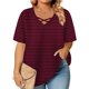 thumbnail image 5 of Tops de Manga Corta de Tamaño Más de las Mujeres, Blusas de Cuello en V Impresas de Verano de Moda para Uso Casual, Diario Y de Fiesta, 5 of 6