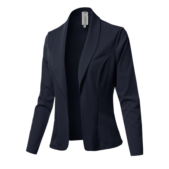 FashionOutfit Women's Solid Long sleeve Open Front Office Blazer Jacket