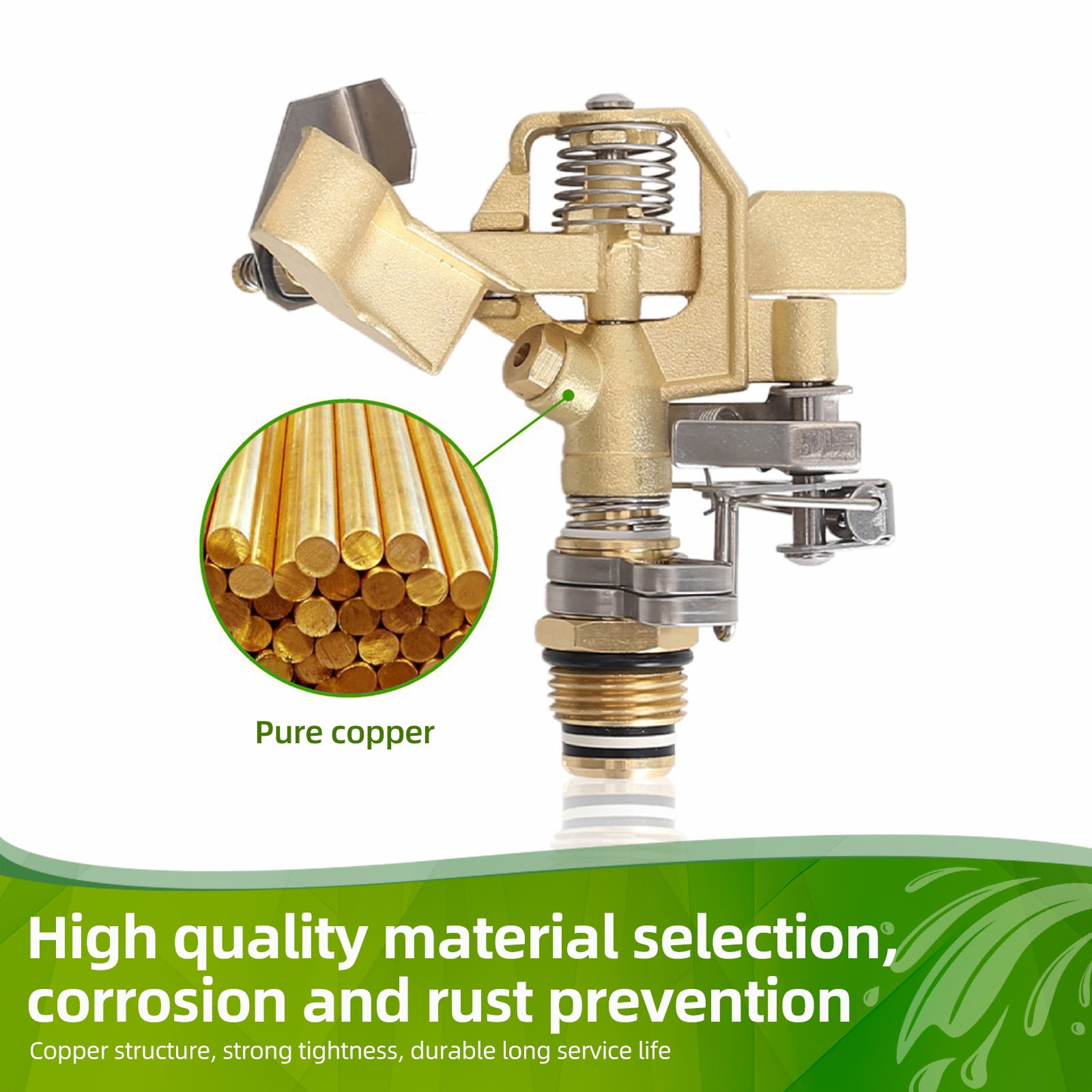sprinklers for yard Sprinkler Impact Sprinkler on Tripod Base Heavy Duty Lawn Sprinkler 360 Degree Large Area Irrigation Brass Sprinkler Nozzle and Zinc Alloy 3/4 Inch Connector Extension Legs Flip