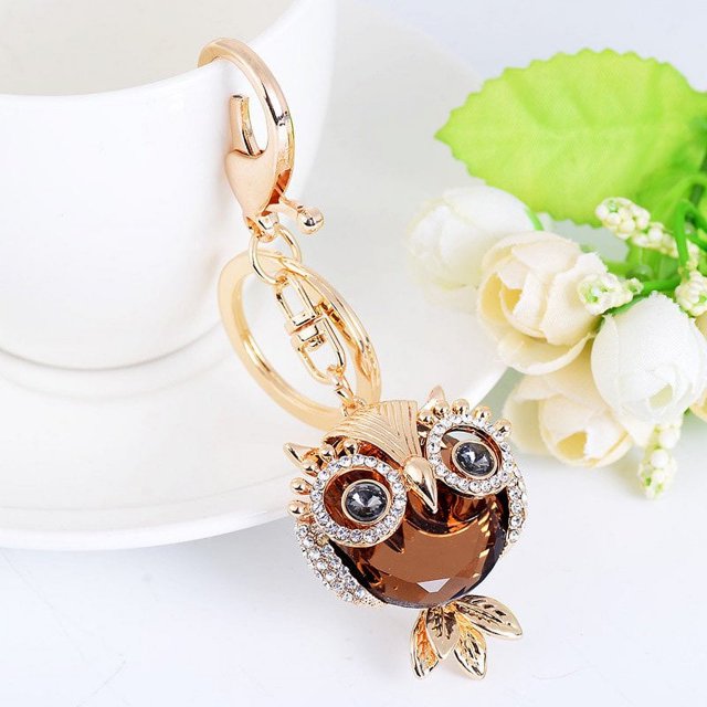 Owl Keychain Car Key Chain Key Rings Crystal Animal Series Big Eye Owl Alloy Metal Keychain New