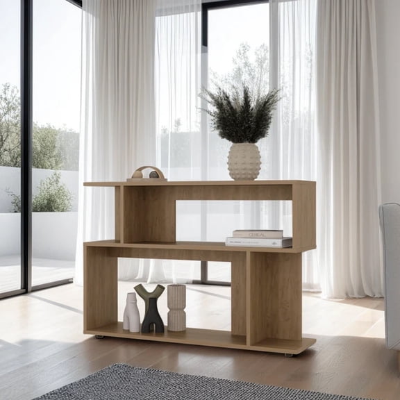 LifeSky Slim Side Table for Small Spaces: 9.8-Inch Narrow Console Table - 65lb Load Capacity for Living Room Hallway Entryway - Modern Oak Finish