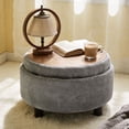 thumbnail image 4 of S-HOME Modern Tufted Fabric 25 Inch Round Storage Ottoman Coffee Table with Tray, Multifunctional Design for Living Room or Bedroom Use, Light Grey, 4 of 11