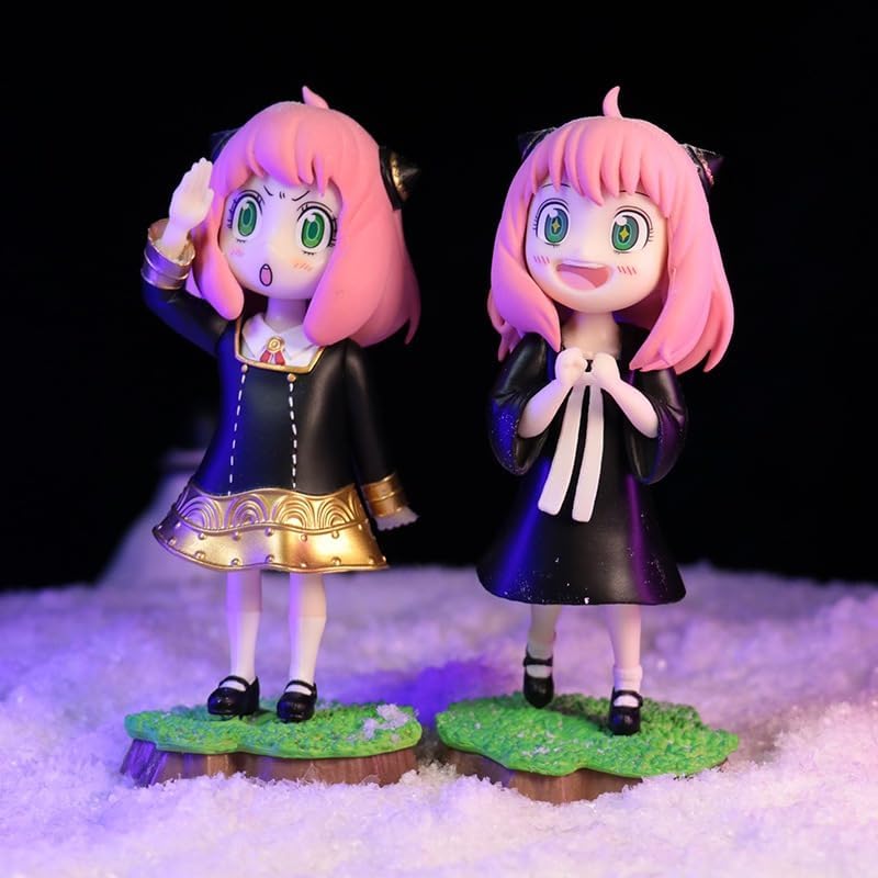 New SPY Family 2pc Figures, Anya, Band with Replacement Head Figure Statue 12cm/4.7inch Anime Figures Model Game Character Statue Collections Decorations Gift