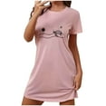 thumbnail image 2 of Mefallenssiah Chemise de Nuit Courte Surdimensionnée pour Femmes Mode Imprimé Poitrine Manches Courtes, 2 of 7