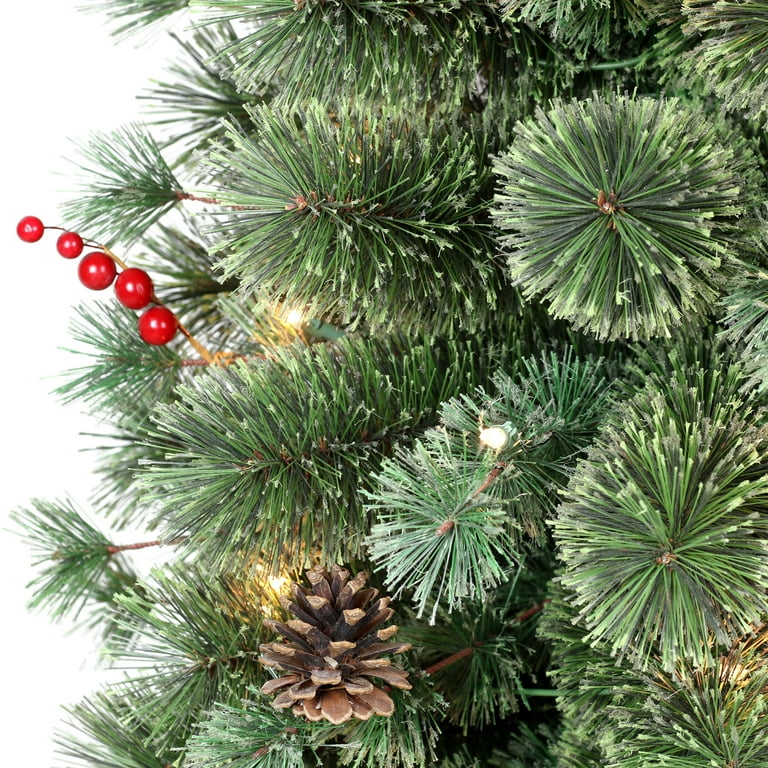 Pre Lit 4.5 Potted Natural Pine Artificial Christmas Tree with 70 Lights Green