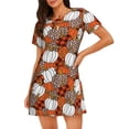 thumbnail image 1 of Easygdp Various Pumpkins Camisón de manga corta para mujer, informal, estampado, 1 of 6