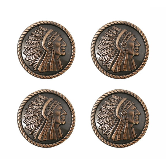 Set of 4 Screw Back 1-1/2" Western Tack Copper Indian Head Conchos CO571