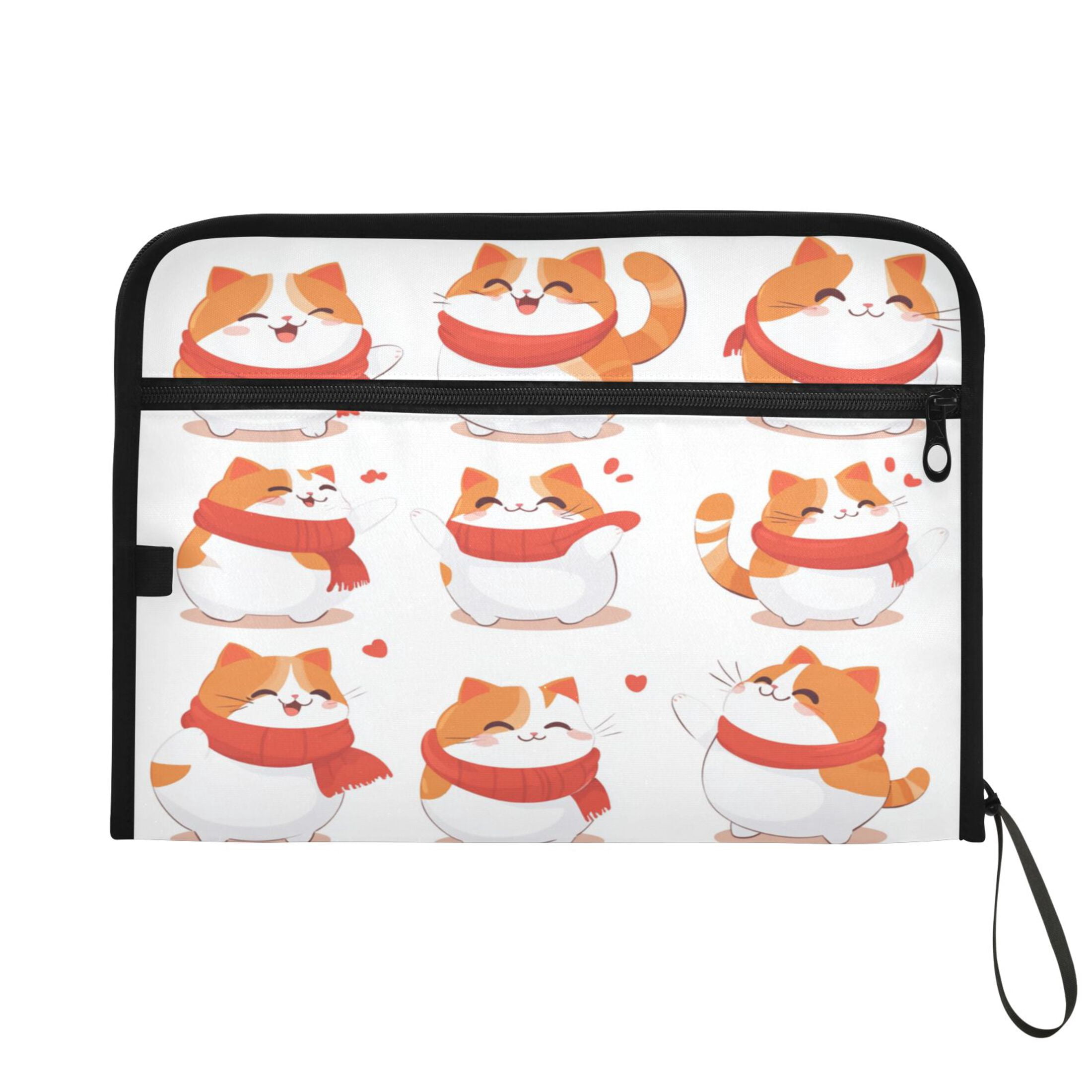WOBOGO Chubby Cat Expanding File Folder Letter Size Accordion Filing Organizer 13 Pocket Separate Organ Pocket