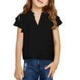 thumbnail image 2 of Big Kid Shirts For Teen Kids Girls Fly Sleeve Solid Ruffles T Shirt Child Casual V Neck Trendy Tops 4t Camisole Youth Girls Shirt Girl Clothes 18 Months to 24 Months Heart Girl 13-14 Years Black, 2 of 4