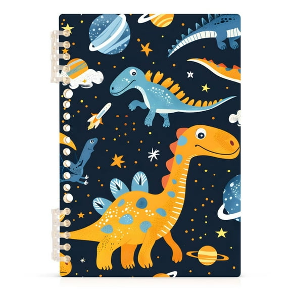 Spiral Notebooks Cute Dinosaurs in Space 60 Sheets 120 Pages A5 Journal Notepad 8.3x5.7 Inch Thick Adjustable College Ruled Paper