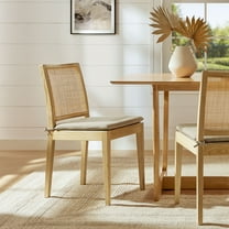 Modway Ovard Wood and Rattan Dining Chair in Natural
