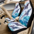 thumbnail image 3 of Xixirimido Car Seat Protection Set 5 Pieces Breathable PU Leather Front Seat Covers with Seat Belt and Console Covers Universal Fits Most Cars, Sea Dolphins, 3 of 8