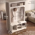 thumbnail image 2 of OMCHOM Hall Tree with Bench and Shoe Storage, 71" Farmhouse 4-in-1 Mudroom Storage Organizer with Coat Rack, 4 Shoe Cubbies, Storage Shelf for Entryway, Hallway, Living Room(White), 2 of 7