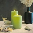 LumiPur Signature Natural Glow Flickering Flameless LED Wax Pillar Candle (3.5" x 7", Sage Green ...
