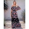 thumbnail image 6 of Women'S Mexican Dress Summer Floral Print Off the Shoulder Sleeveless Beach Long Maxi Dress, 6 of 8