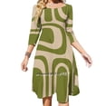 thumbnail image 1 of Vestido elegante y dulce con cuello cuadrado estilo coreano kawaii de Palm Springs, estampado abstracto moderno de mediados de siglo, 1 of 6