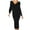 Black, variant on Women's Sweater Dress Autumn Winter Long Sleeve V Neck Tie Waist Dress Stylish Casual Elegant Outfit for Parties and Daily Wear Women Fall Fashion