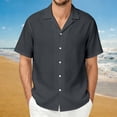 thumbnail image 2 of Gunia Mens Linen Shirts Short Sleeve Casual Lightweight Breathable Comfort Tops Mens T-Shirts Grey M, 2 of 9
