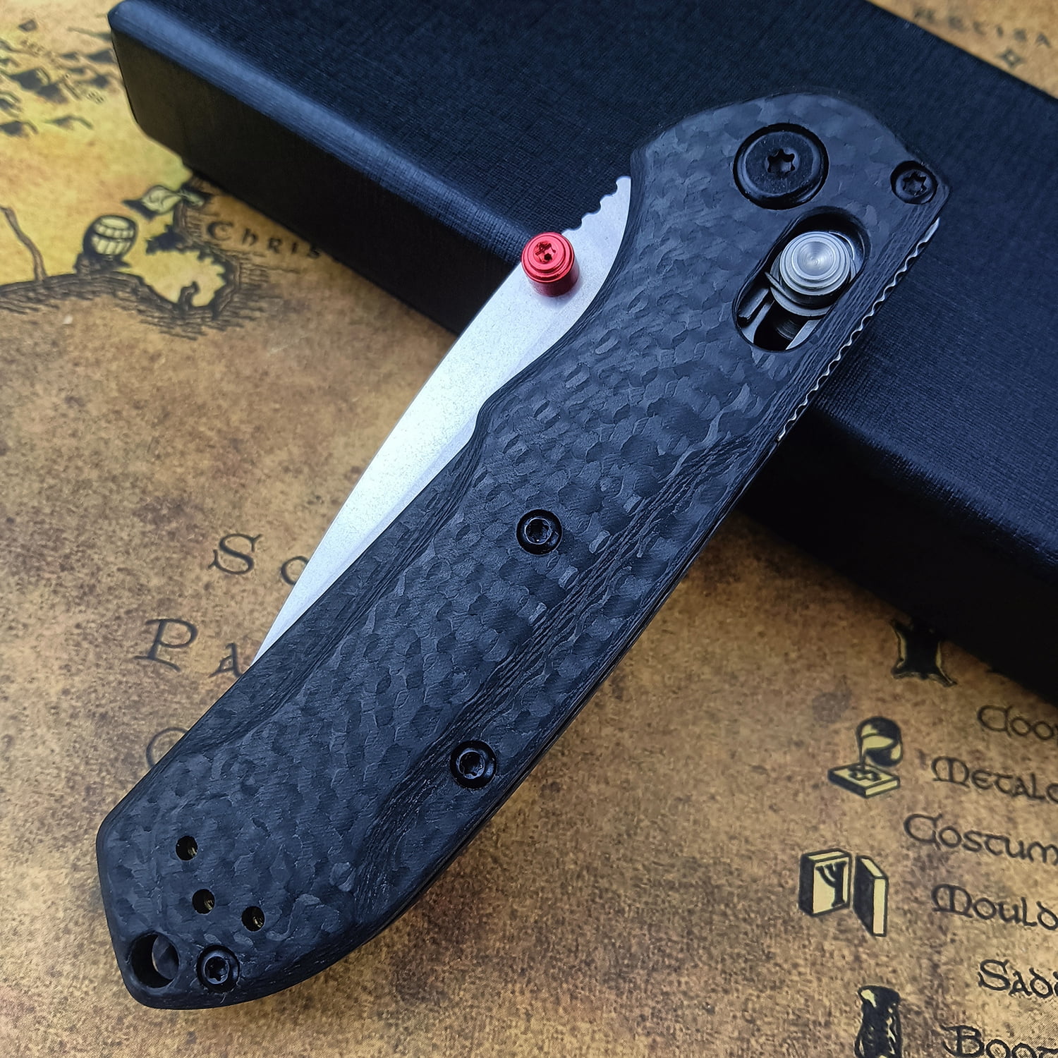 7"Folding Pocket Knife,D2 Steel Blade, Carbon Fiber Handle, Axis Lock Knife, With Pocket Clip for Outdoor Camping