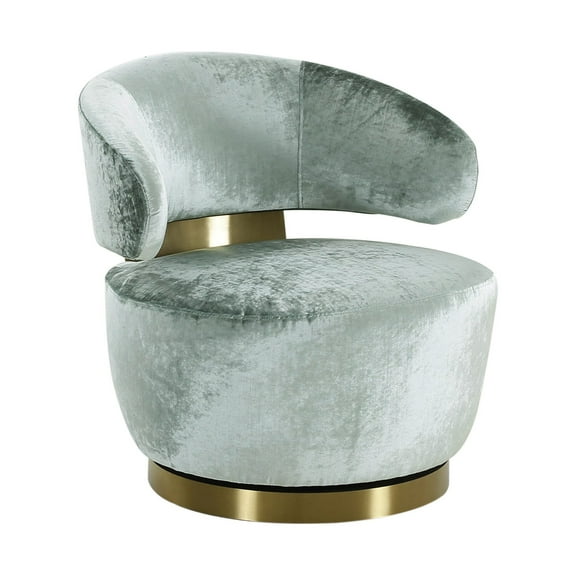 TOV Furniture Austin Robins Egg Blue Velvet Swivel Chair with Brass Base