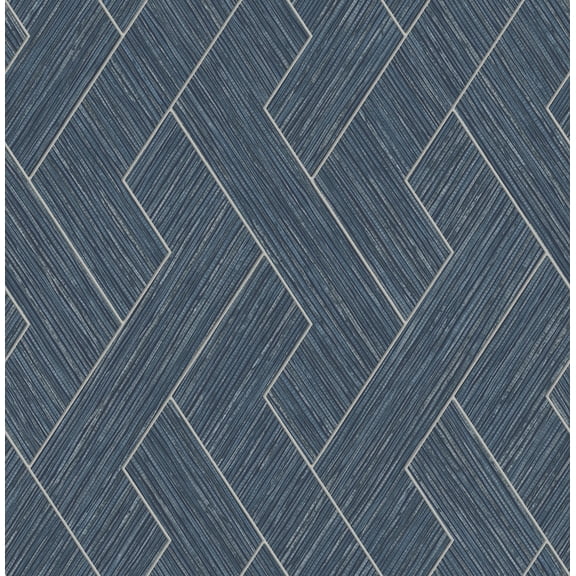 Advantage Ember Indigo Geometric Basketweave Wallpaper