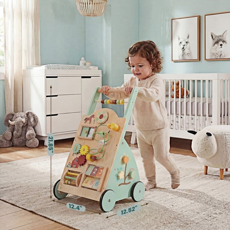 Gianna Wooden Baby Walker for First Steps, Adjustable Speed Push
