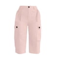 thumbnail image 6 of Bermuda Cargo Shorts for Women Casual Long Knee Length High Waisted Stretch Wide Leg Summer Outdoor Hiking Capri Pants, XL, 6 of 6