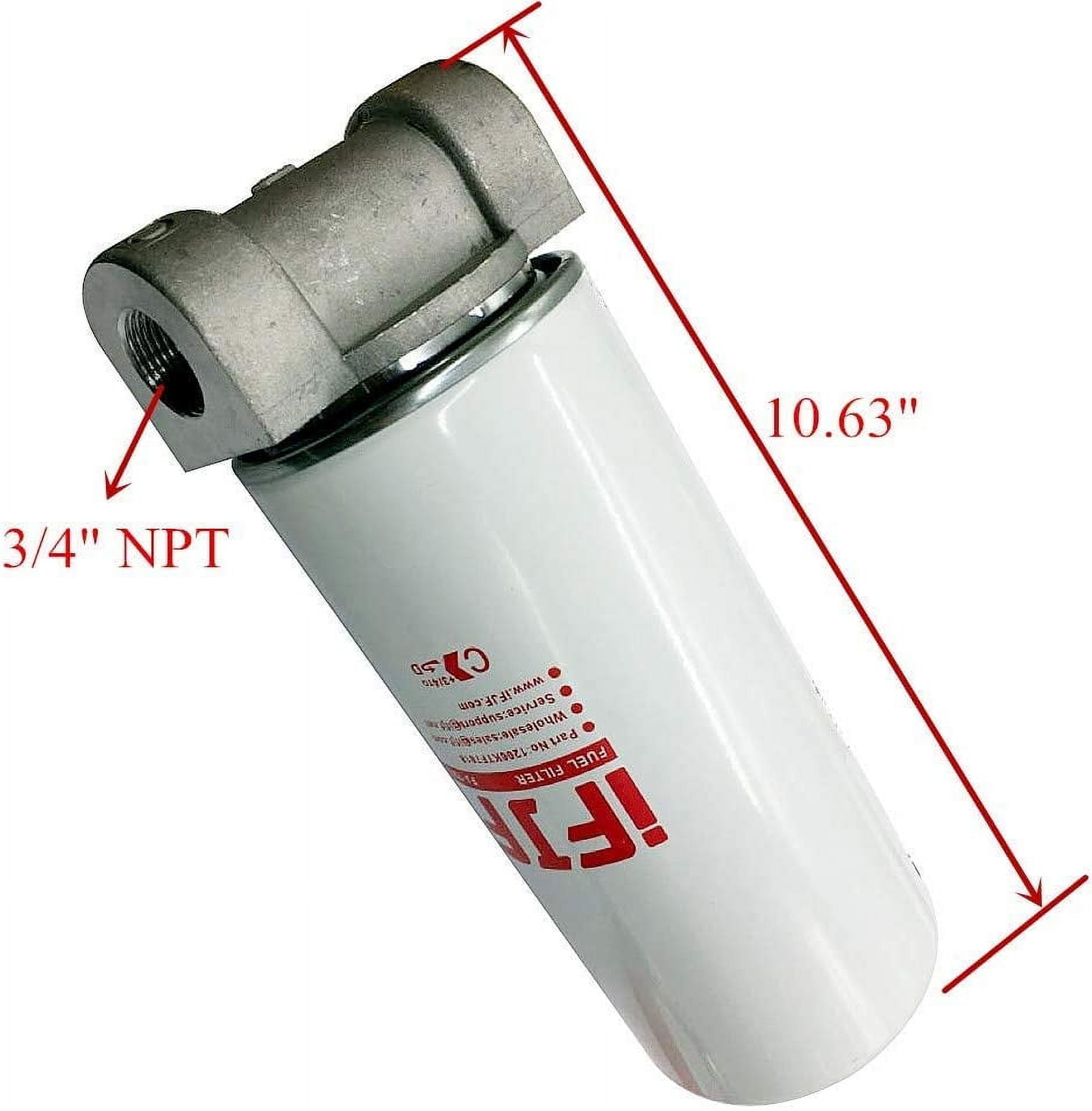 iFJF 1200KTF7018 Fuel Filter Spin-on Particulate for Transfer Pump FR112 FR1210G FR610G 18 GPM 3/4" with 1200KTG9075 Filter Head and 3/4” ST Elbow and 3/4 x 7” Nipple