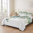 thumbnail image 2 of Queen Quilt Set 90''x96'', Eucalyptus Green Lightweight Bedspread Coverlet Set with 2 Pillow Shams, Gradient Leaves Retro Watercolor Plant Breathable All Season Quilt Bedding for Bedroom/Guest Room, 2 of 9