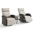 thumbnail image 4 of OPOHORO 59" Outdoor Wicker Swivel Chaise Lounge Set of 2 with Cushion, Adjustable Backrest & Side Table, Beige Patio Recliner for Poolside or Backyard, 4 of 12
