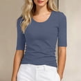 thumbnail image 2 of DHFJKG Slim Fit Basic Tee Women Half Sleeve Crew Neck T Shirt Solid Color Base Layer Top Casual Daily Wear Spring Summer Versatile Tops, 2 of 4