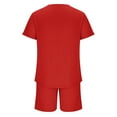 thumbnail image 3 of LADIGASU Men's Two-piece Solid Color Casual Short-sleeved T-shirt And Beach Pants With Pockets Summer Vacation Wear, 3 of 5