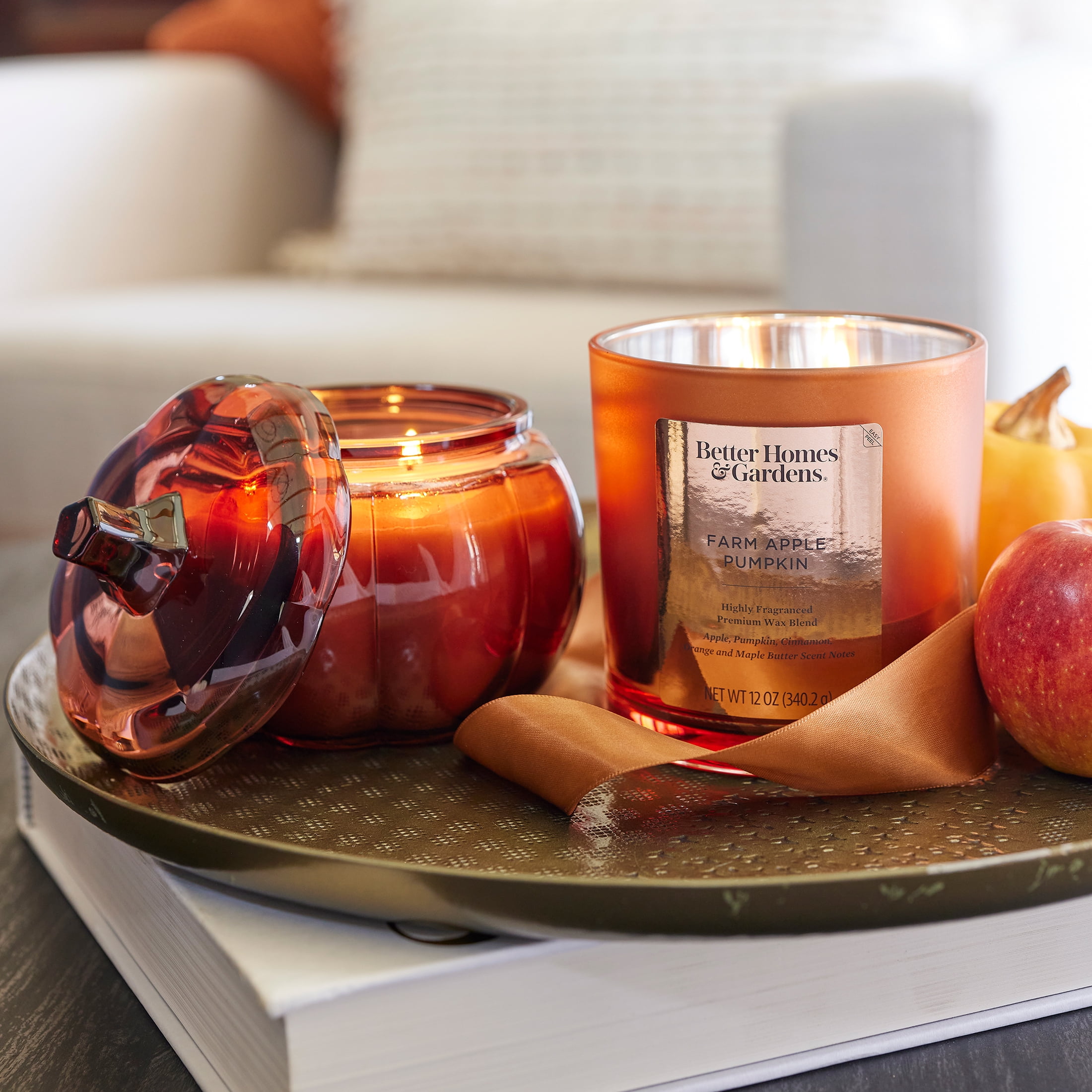 Better Homes & Gardens Farm Apple Pumpkin Scented 2-Wick Pumpkin Jar Candle 13.8oz