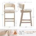 thumbnail image 3 of ONEVOG 26.2'' Wooden Counter Height Bar Stools Set of 2, Upholstered Linen Barstools with Curved Backrest & Brushed Brown Wood Legs, Mid-century Counter Stools for Kitchen Island, Beige, 3 of 10