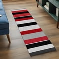 thumbnail image 4 of Red Black Washable Runner Rugs 2'x6', Grey Striped Abstract Minimalist Vertical Stripes Low Pile Throw Entryway Rug Non-Slip Sturdy Edge Binding Carpet for Indoor Bedside Entrance Bedside, 4 of 9