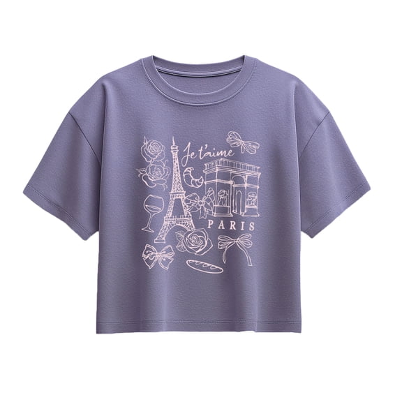 Instant Message - Paris Bows - Youth Girls Boxy T-Shirt