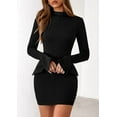 thumbnail image 3 of PRETTYGARDEN Women's Fall Short Formal Dresses Long Sleeve Mock Neck Elegant Wedding Guest Party Club Bodycon Mini Dress, 3 of 10