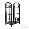 thumbnail image 3 of Firewood Lumber Stacking Storage Rack, Logs Holder Black Fireplace Accessory Firewood Rack Firewood Holder Firewood Holder Stand  For Backyard Firepit, 3 of 8