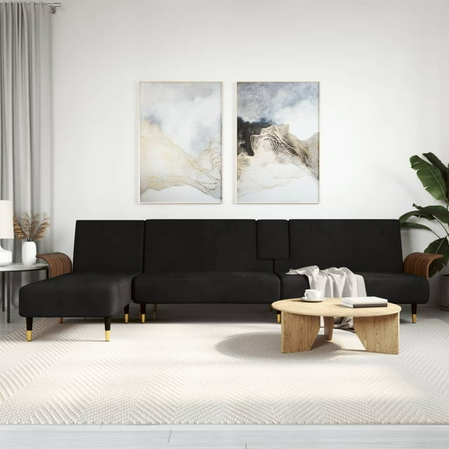 vidaXL Canapé en Forme de L Noir 279x140x70 cm Velours